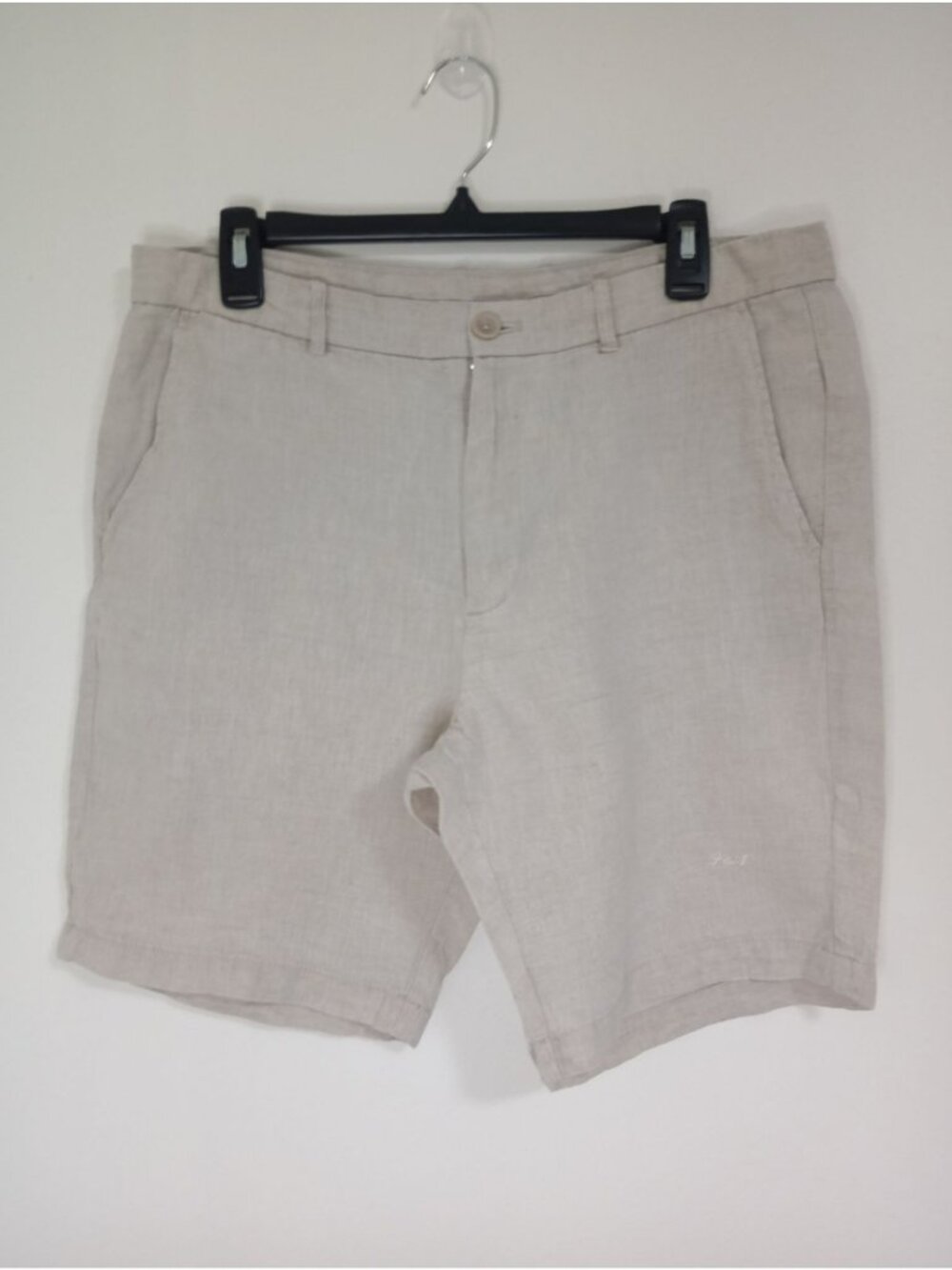 Porter & Ash Beige Linen Shorts Mens Size 34 With Button & Zipper Closure